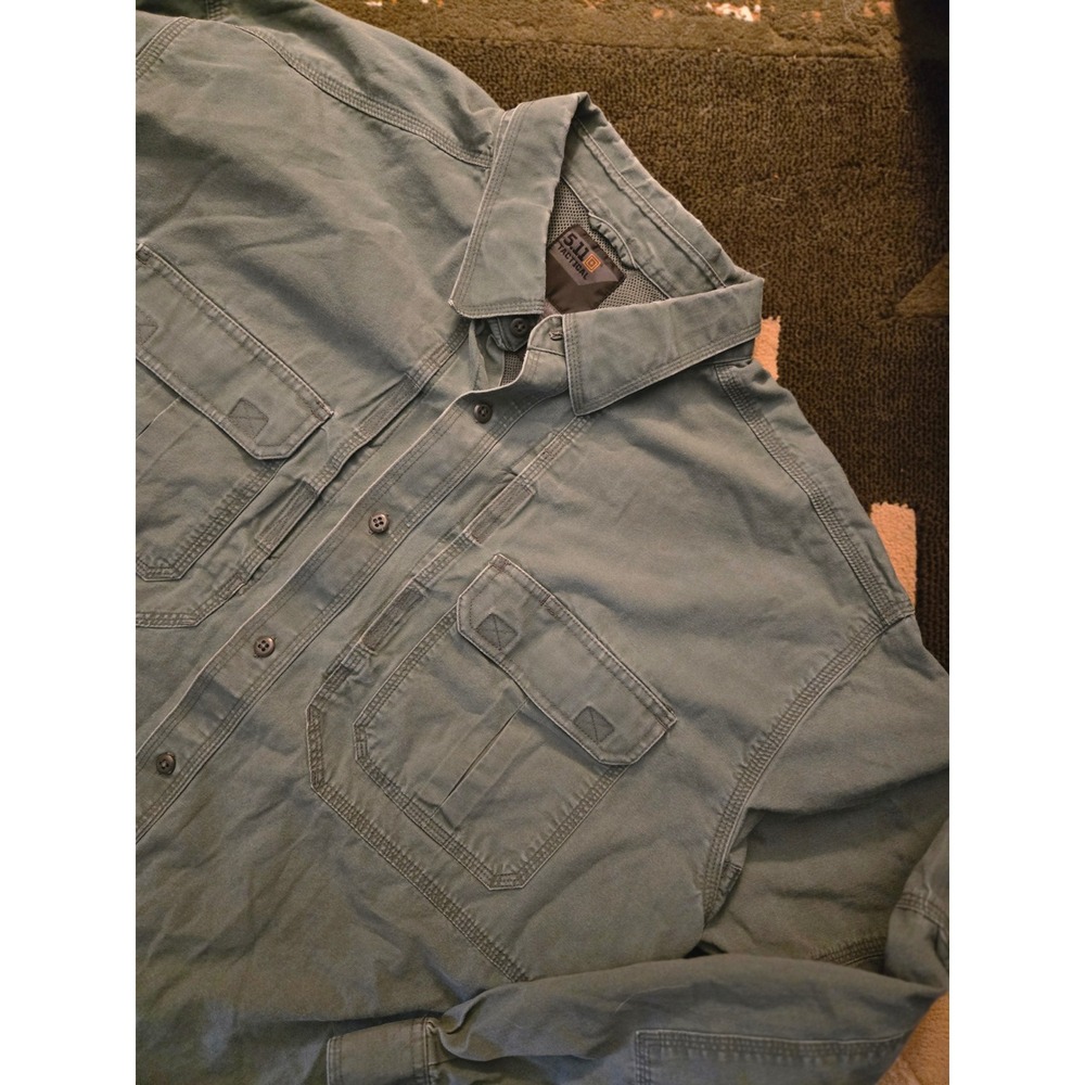 5.11 Tactical Mens 2XL Regular OD Green Cotton Canvas Button Up Shirt